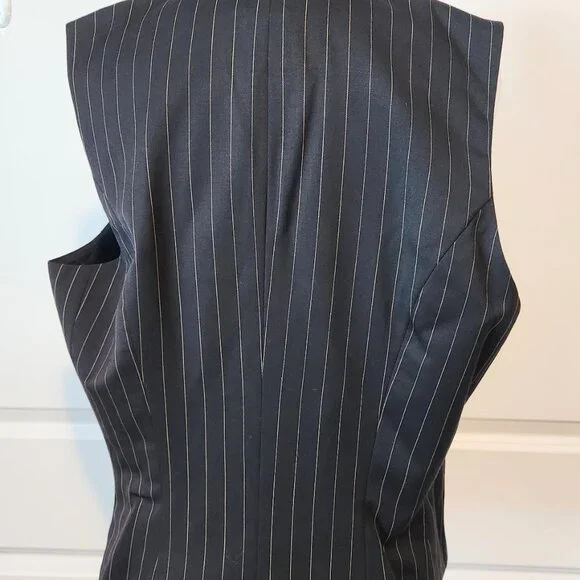 Lauren Ralph Lauren Women's Chocolate Brown Pin Stripe Vest Size Large - Picture 2 of 7
